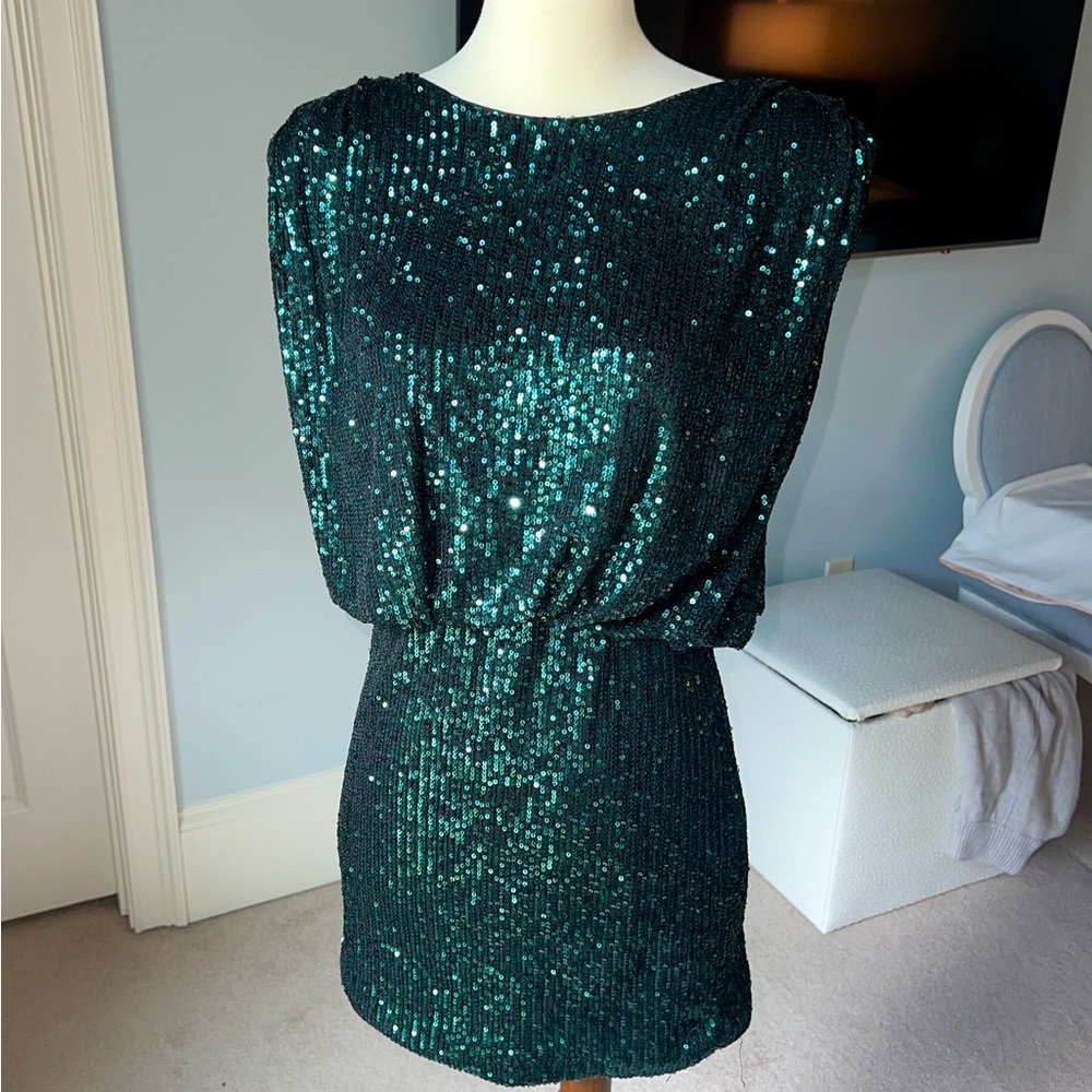 REVOLVE Green Sequin Mini Dress